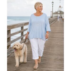J. Jill Wearever Collection Light Blue Tunic Top Women’s 3X Coastal Grandmother